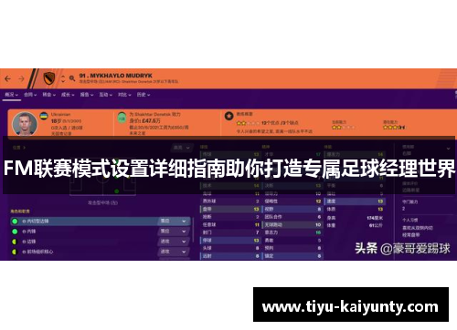 FM联赛模式设置详细指南助你打造专属足球经理世界 FM联赛模式设置详细指南助你打造专属足球经理世界